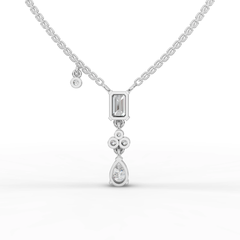 Pear & Emerald-Cut Lab-Grown Diamond Jewelry Set: Drop Earrings, Pendant Necklace & Cluster Ring