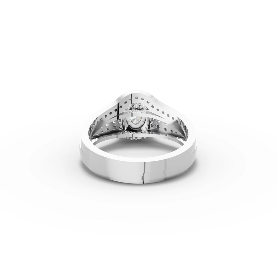 1.12 Ct Oval Halo Pavé Band Ring