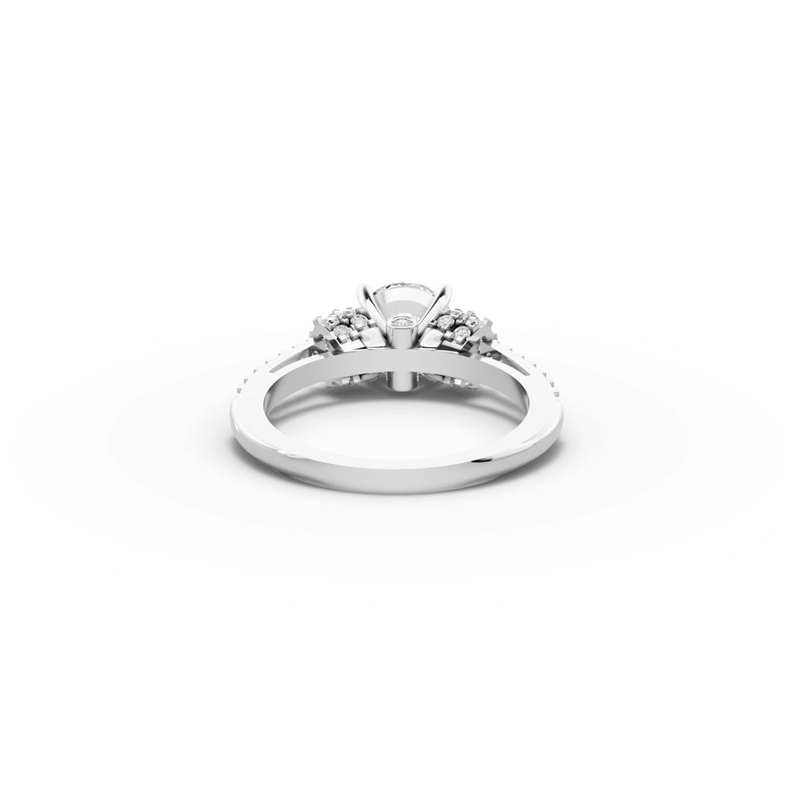 Lab-grown round ring white gold close-up