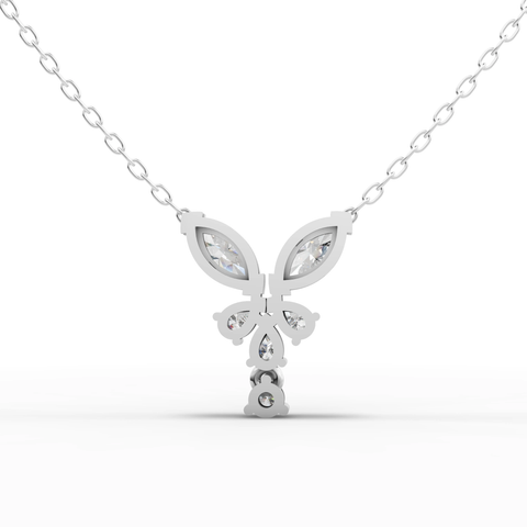 Marquise-Cut Lab-Grown Diamond Floral Jewelry Set: Drop Pendant Necklace, Stud Earrings & Pavé Ring