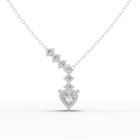 Heart-Cut Lab-Grown Diamond Graduated Drop Pendant Necklace