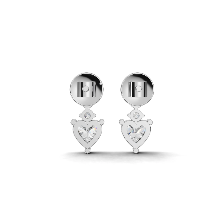 1.18 Ct Heart Drop Stud Earrings