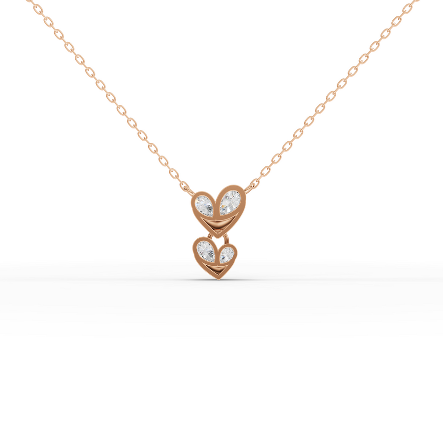 0.42 Ct Double Heart Lab Diamond Pendant