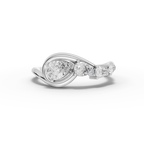 Lab-Grown Pear Diamond Swirl Open Wrap Ring