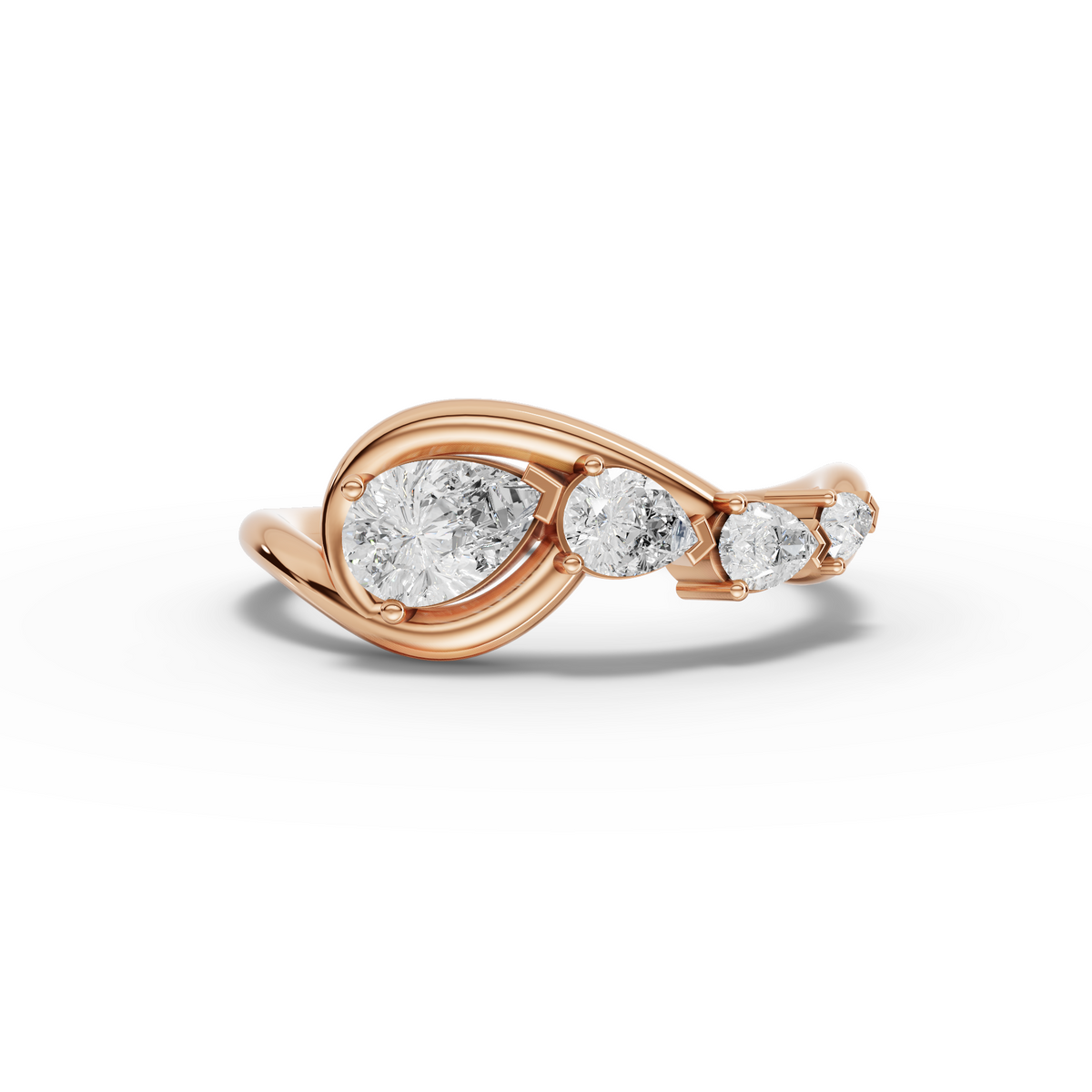 Lab-Grown Pear Diamond Swirl Open Wrap Ring