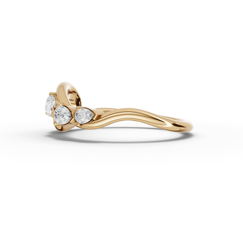 Lab-Grown Pear Diamond Swirl Open Wrap Ring