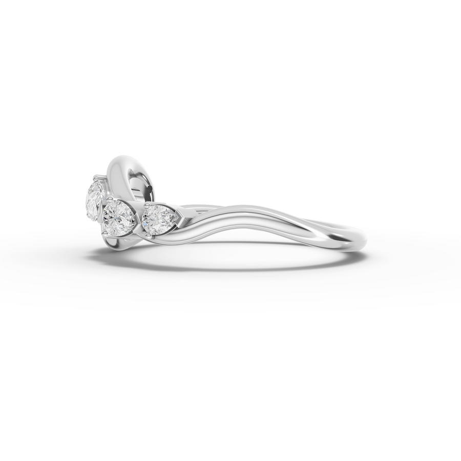 0.63 Ct Pear With Side Diamond Statement Ring