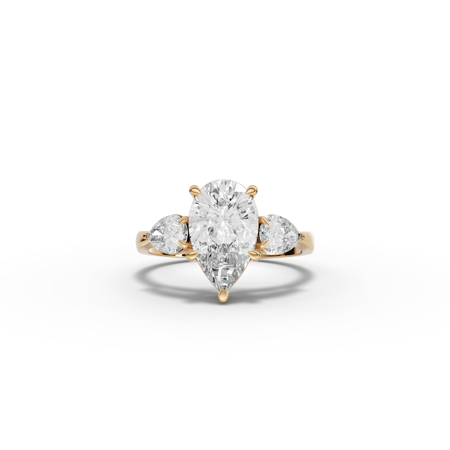 2.71 Ct Pear Three-Stone Solitaire Lab Grown Diamond Ring