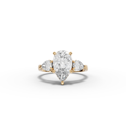 2.71 Ct Pear Three-Stone Solitaire Lab Grown Diamond Ring