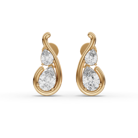 0.98 Ct Lab-Grown Pear Diamond Swirl Stud Earrings
