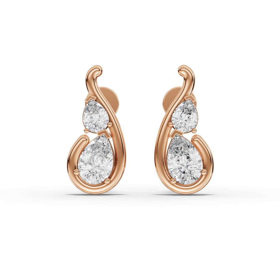 0.98 Ct Pear Statemeent Studs Earring