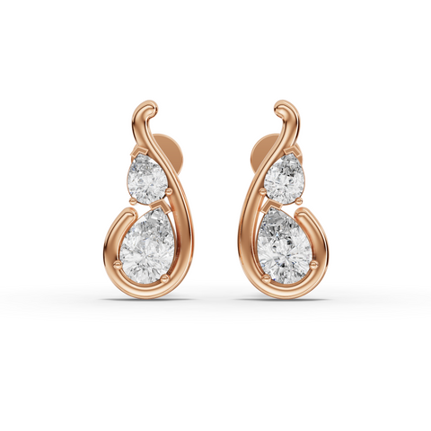 0.98 Ct Lab-Grown Pear Diamond Swirl Stud Earrings