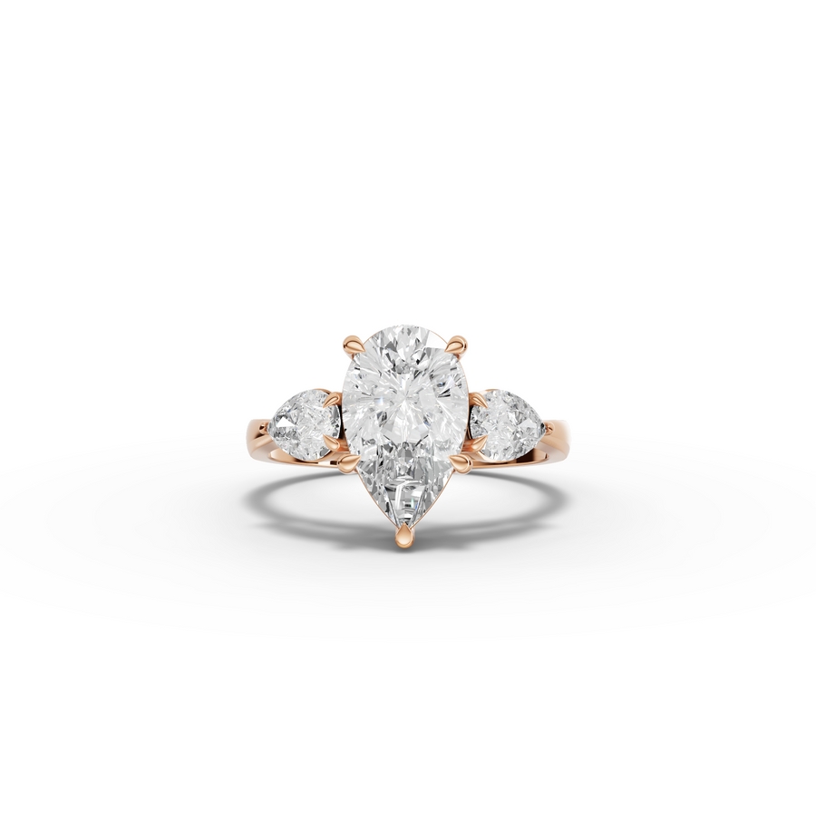 2.71 Ct Pear Three-Stone Solitaire Lab Grown Diamond Ring