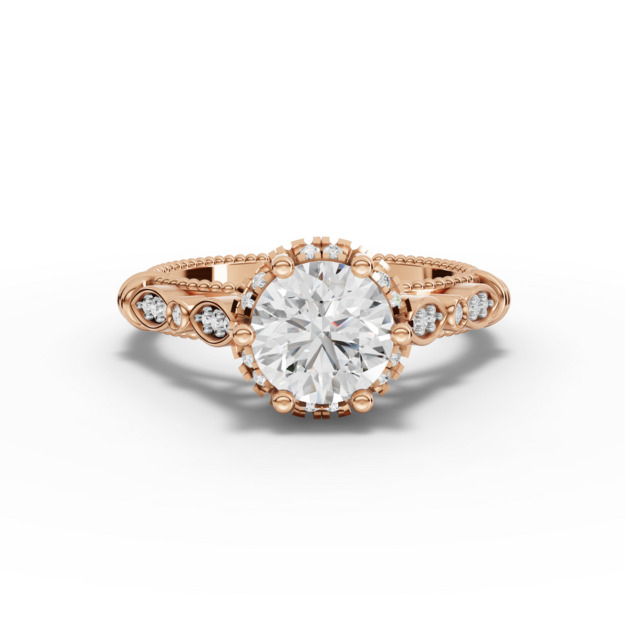 1.19 Ct Round Hidden Halo Lab Diamond Ring 1.00 Ct Center