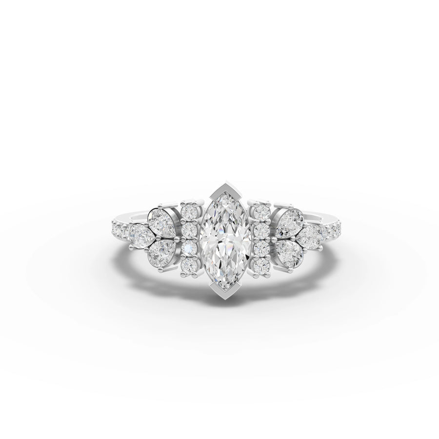 2.04 Ct Marquise Lab Diamond Floral Set