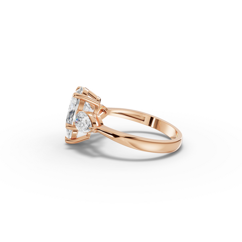 2.71 Ct Pear Three-Stone Solitaire Lab Grown Diamond Ring