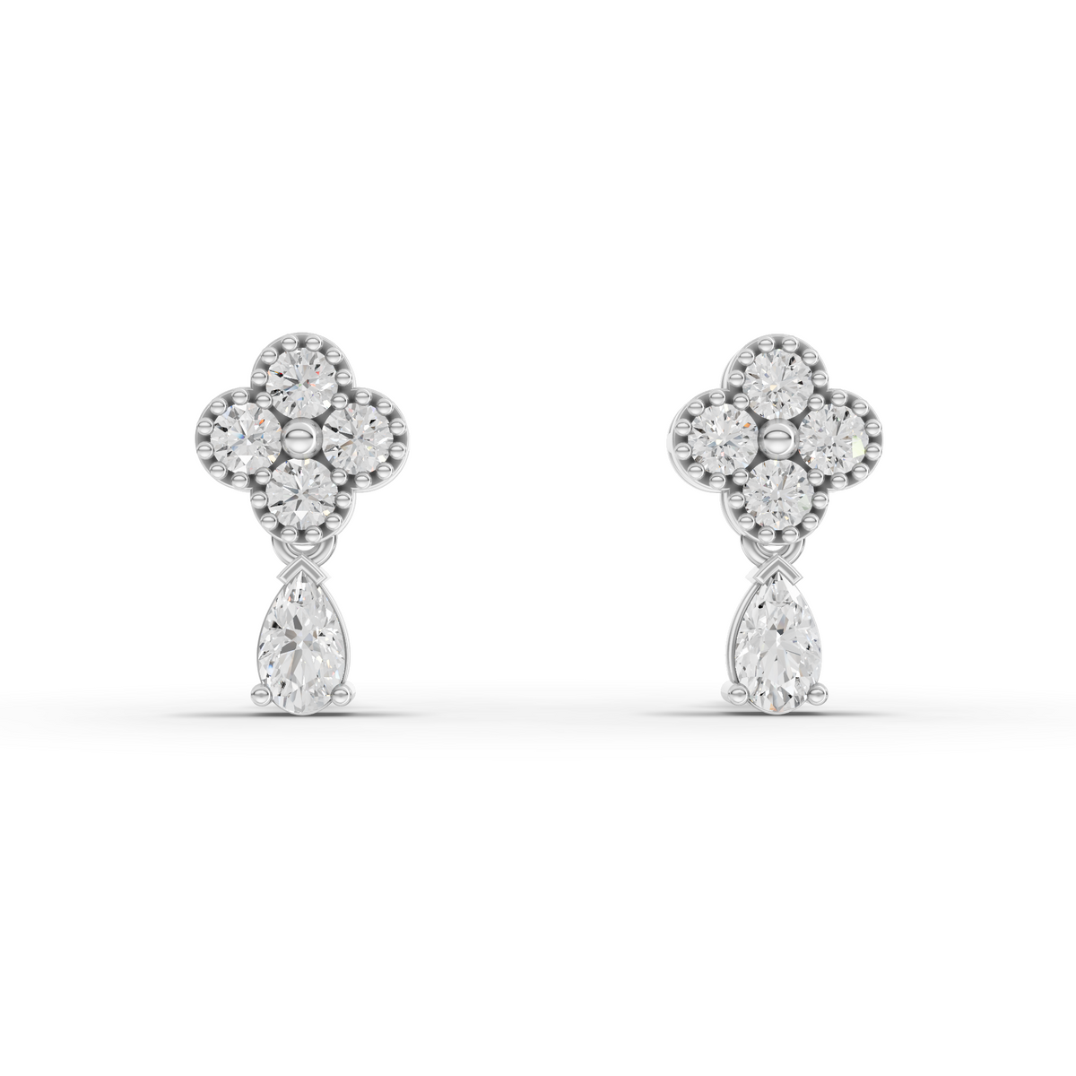 0.80 Ct Lab-Grown Diamond Floral Cluster Drop Earrings