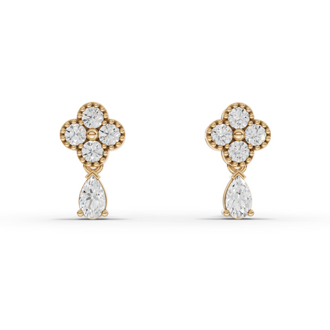 Lab-Grown Diamond Floral Cluster Drop Earrings