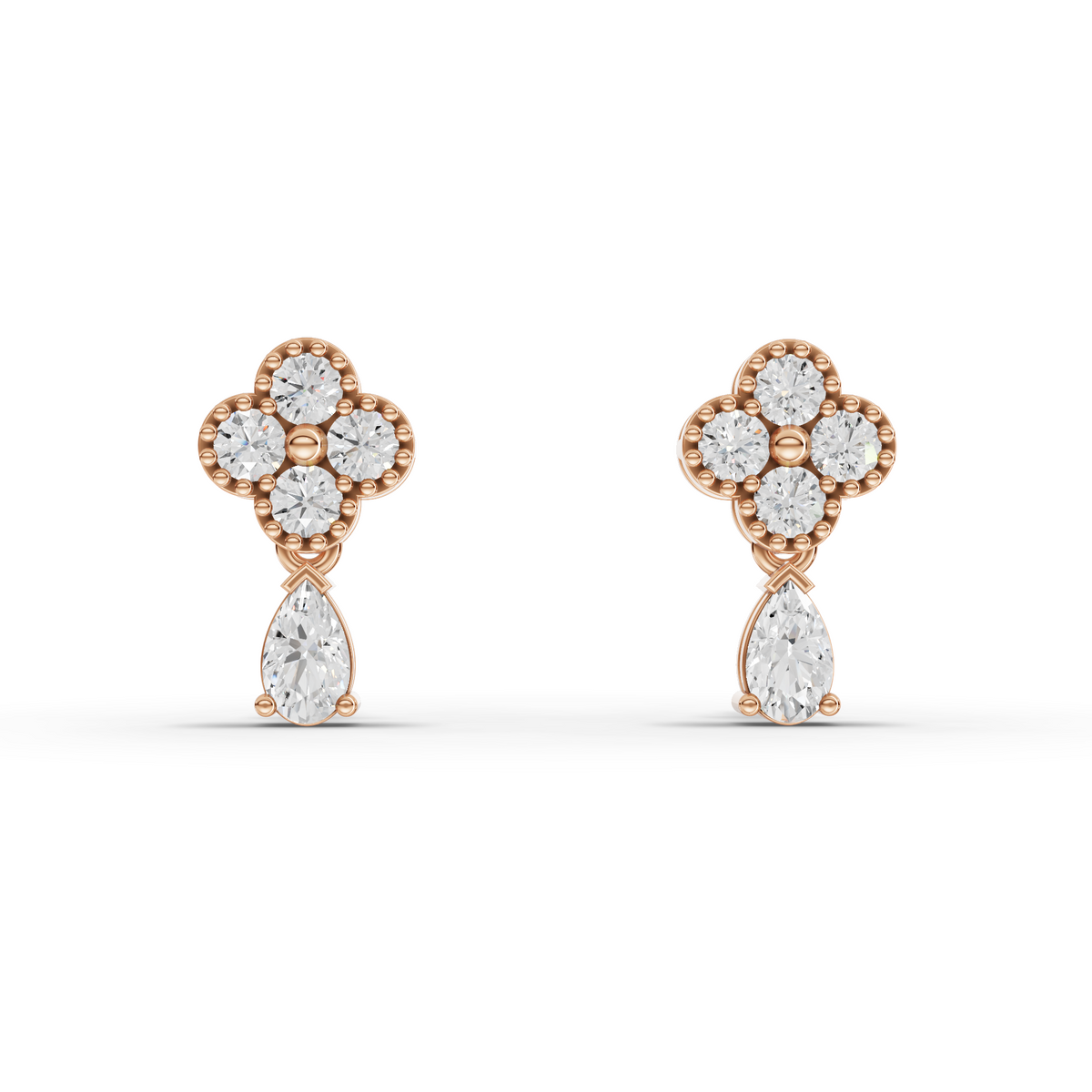 Lab-Grown Diamond Floral Cluster Drop Earrings