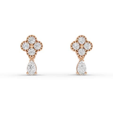 Lab-Grown Diamond Floral Cluster Drop Earrings