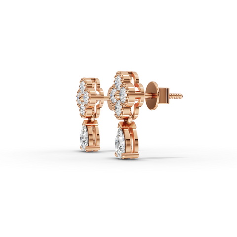 Lab-Grown Diamond Floral Cluster Drop Earrings