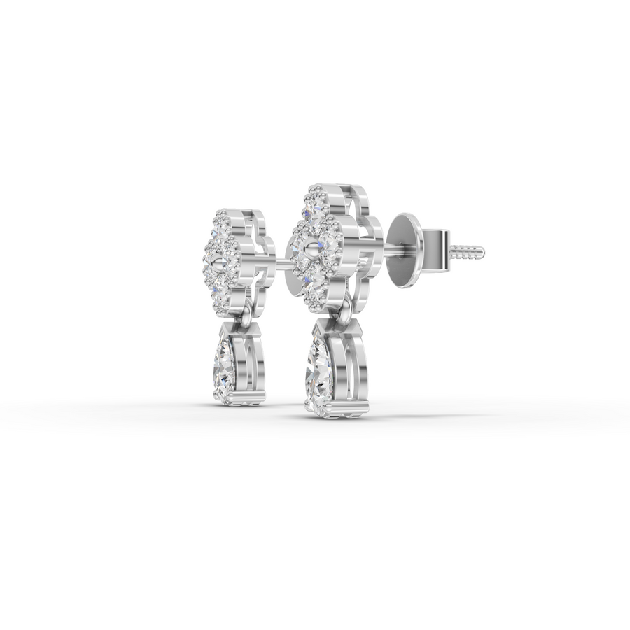 0.80 Ct Round with Pear Drop Studs Earring