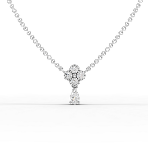 Lab-Grown Diamond Floral Cluster Drop Pendant Necklace