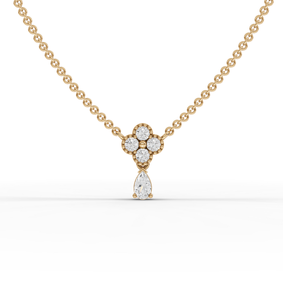 0.40 Ct Round With Pear Statement Pendant