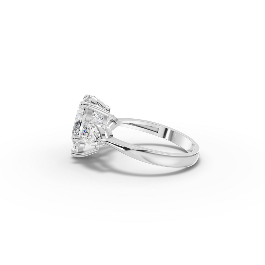 2.71 Ct Pear Three-Stone Solitaire Lab Grown Diamond Ring