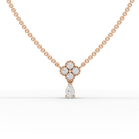 Lab-Grown Diamond Floral Cluster Drop Pendant Necklace