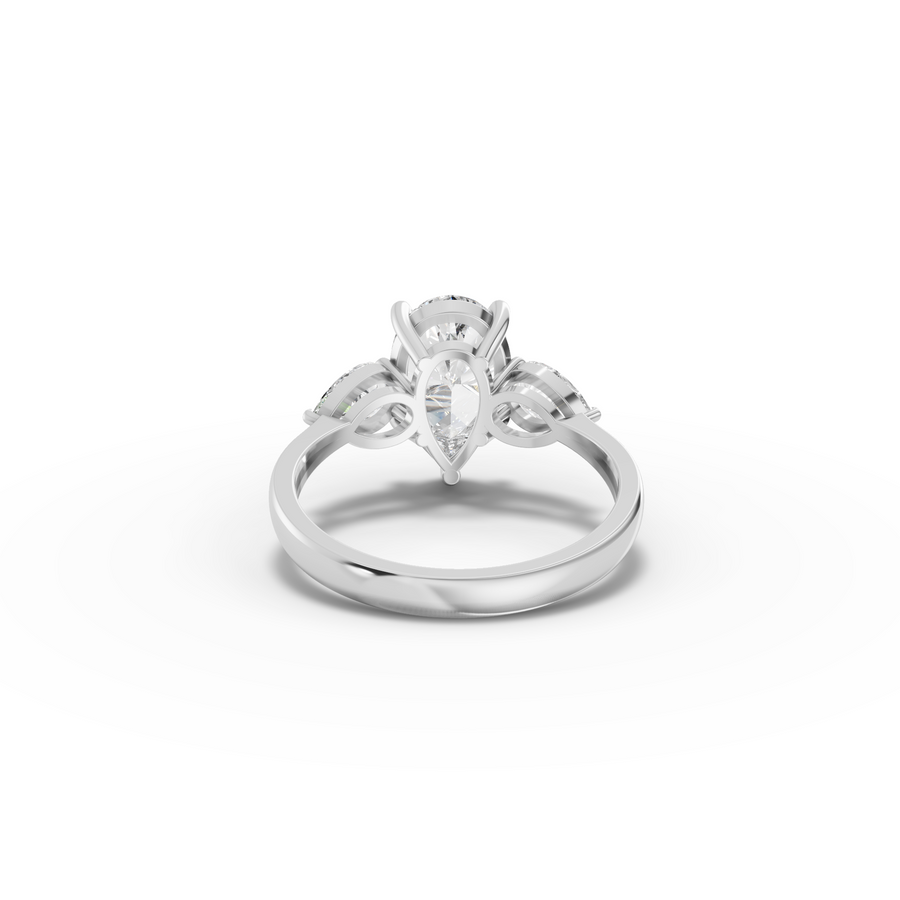 2.71 Ct Pear Three-Stone Solitaire Lab Grown Diamond Ring
