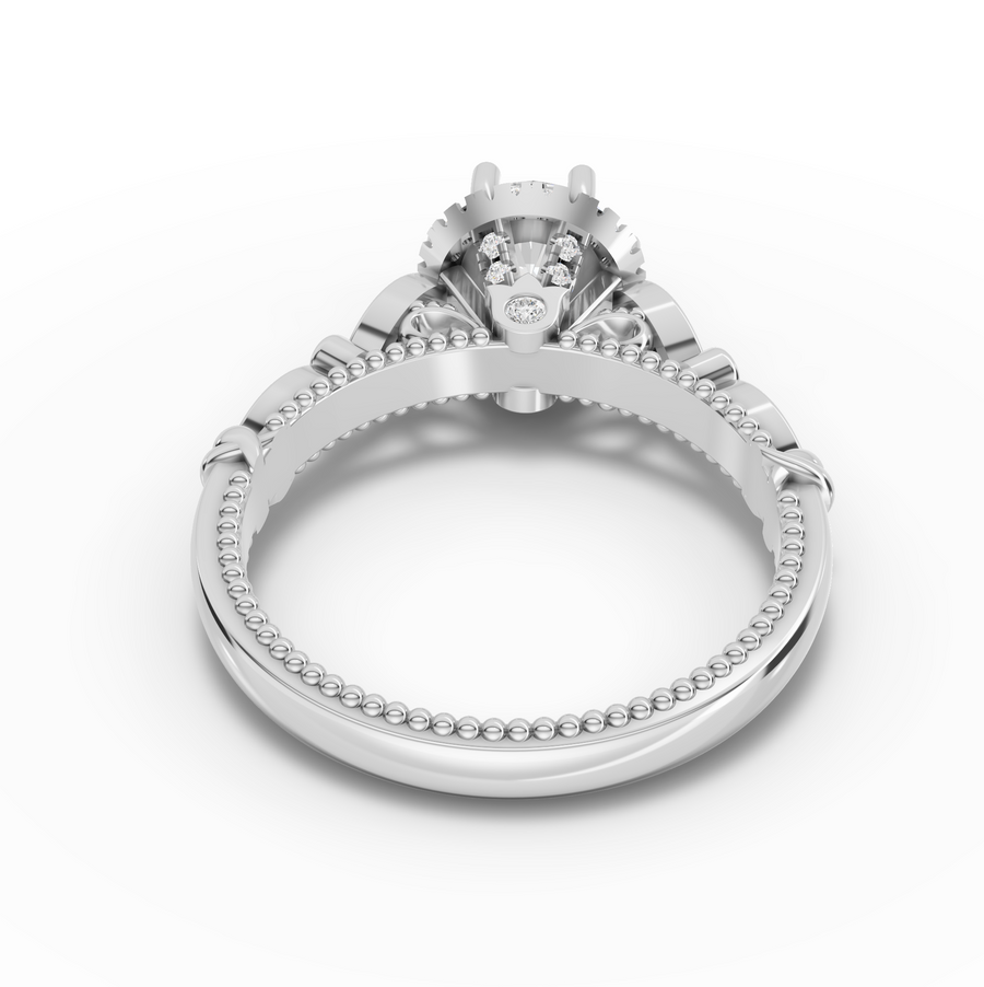 1.19 Ct Round Hidden Halo Lab Diamond Ring 1.00 Ct Center