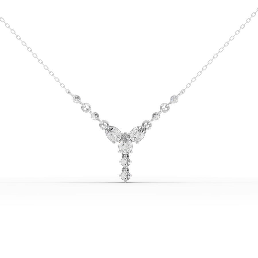 1.37 ct floral drop lab grown diamond pendant necklace with botanical design and central diamond