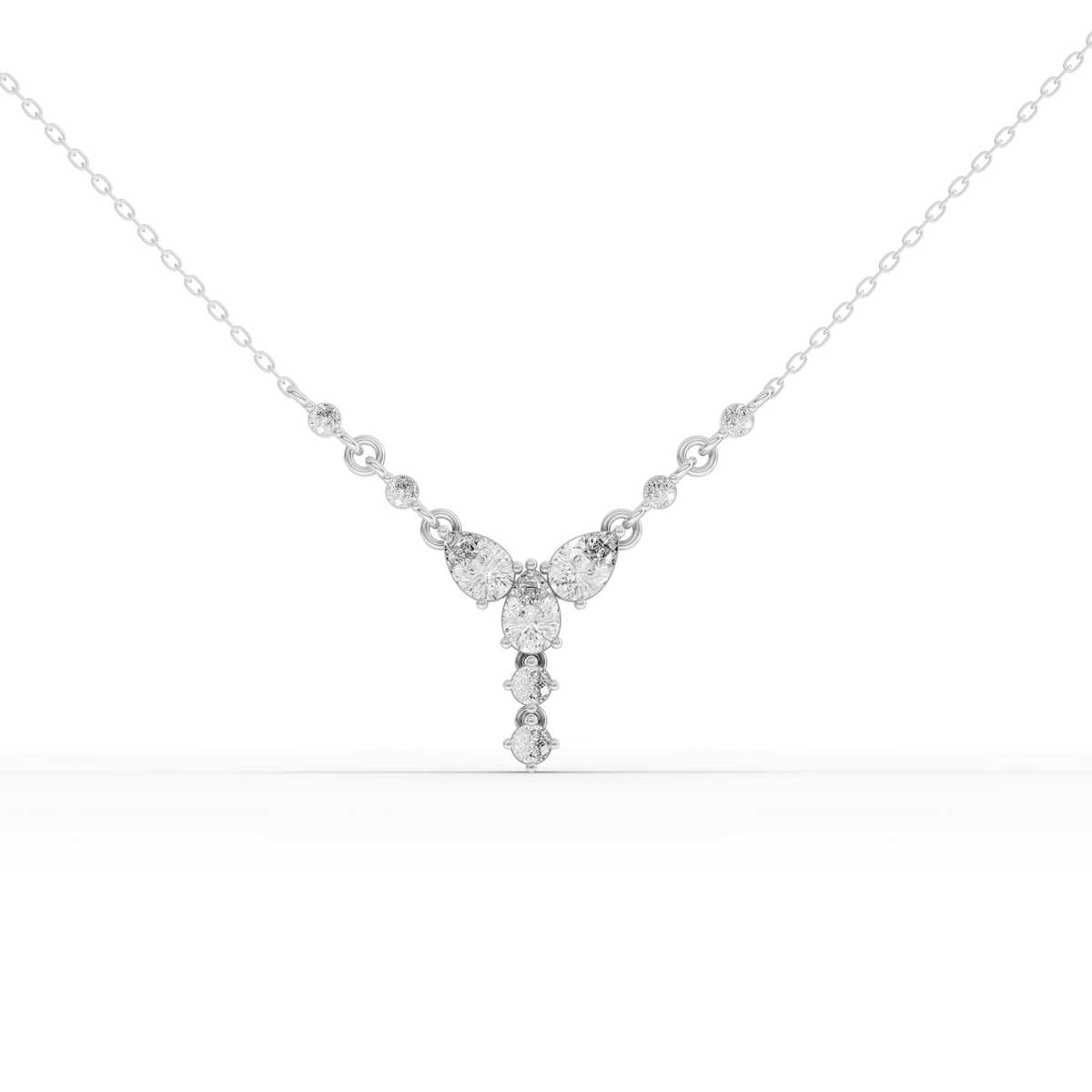 1.37 Ct Floral Drop Lab Grown Diamond Pendant Necklace