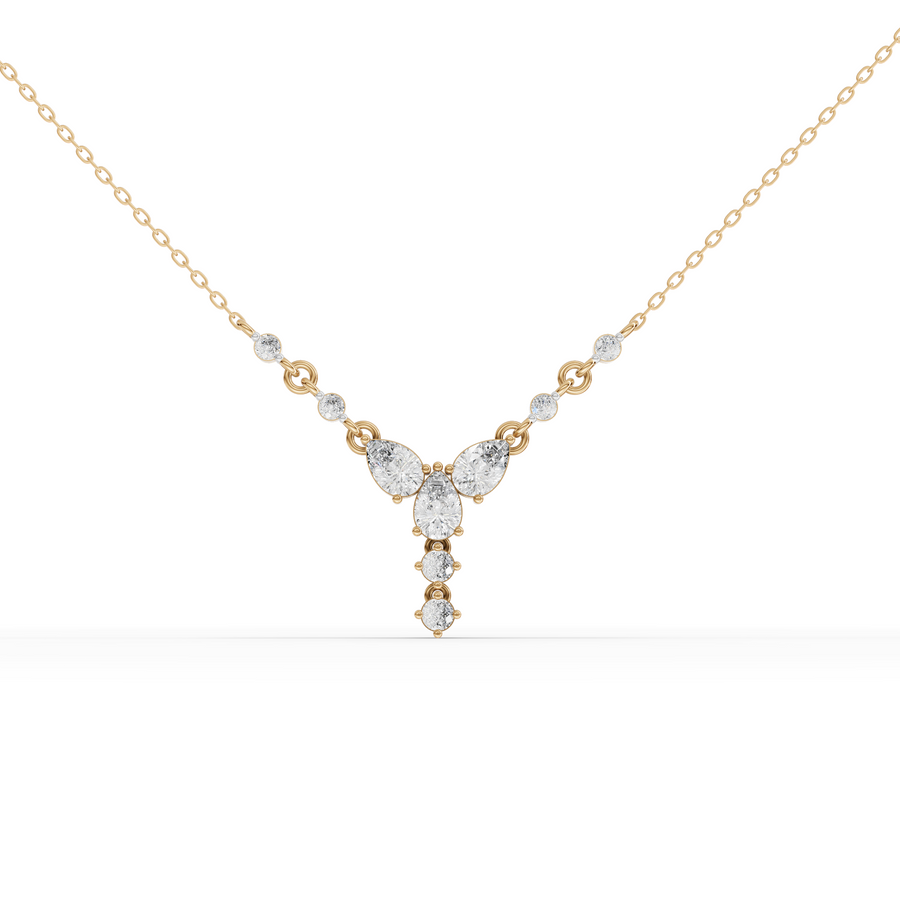 1.37 Ct Pear With Round Diamond Statement Pendant