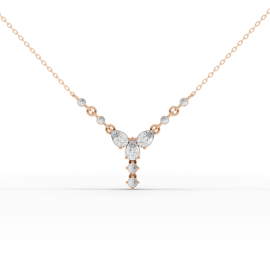 1.37 Ct Pear With Round Diamond Statement Pendant
