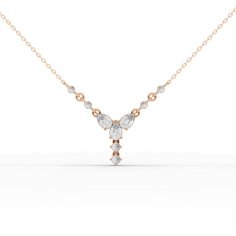 1.37 Ct Floral Drop Lab Grown Diamond Pendant Necklace