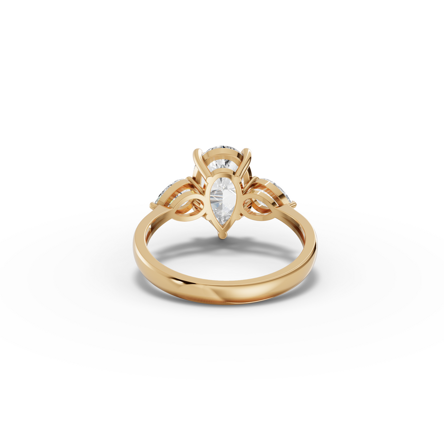 2.71 Ct Pear Three-Stone Solitaire Lab Grown Diamond Ring