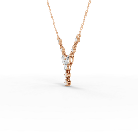 1.37 Ct Floral Drop Lab Grown Diamond Pendant Necklace