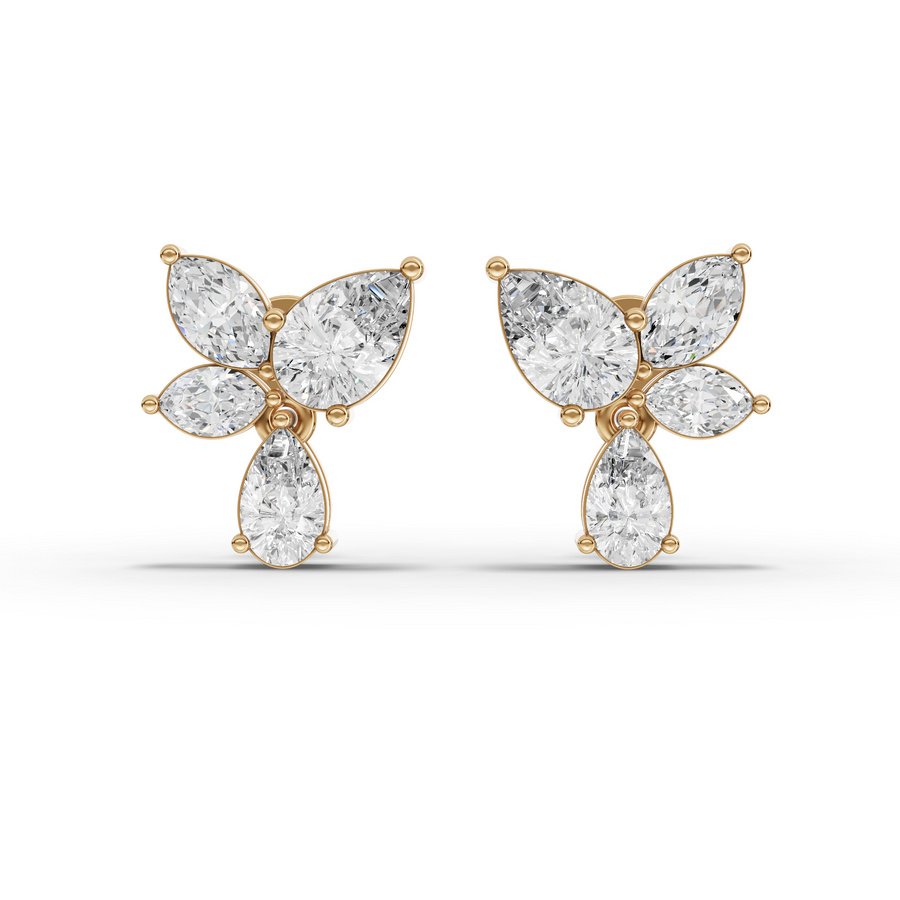1.44 Ct Pear & Marquise Cluster Drop Earrings