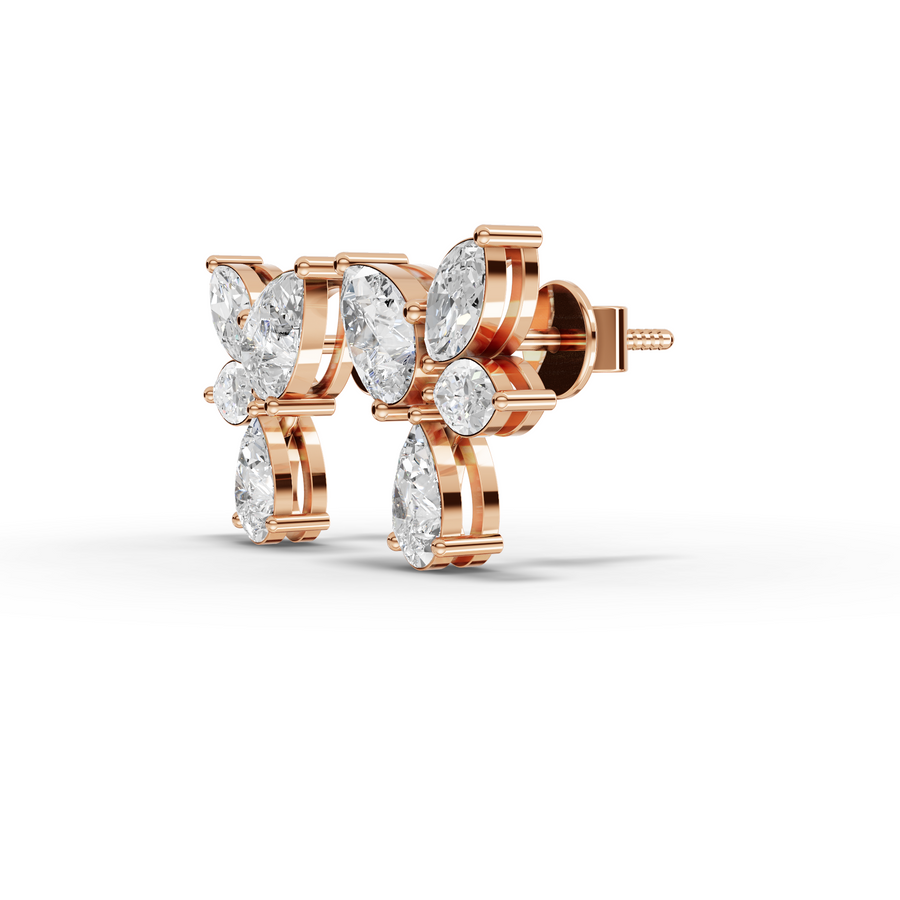 1.44 Ct Pear & Marquise Cluster Drop Earrings