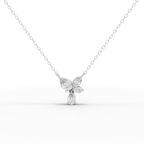 Lab Grown Diamond Butterfly Floral Jewelry Set with Drop Earrings Pendant and Ring