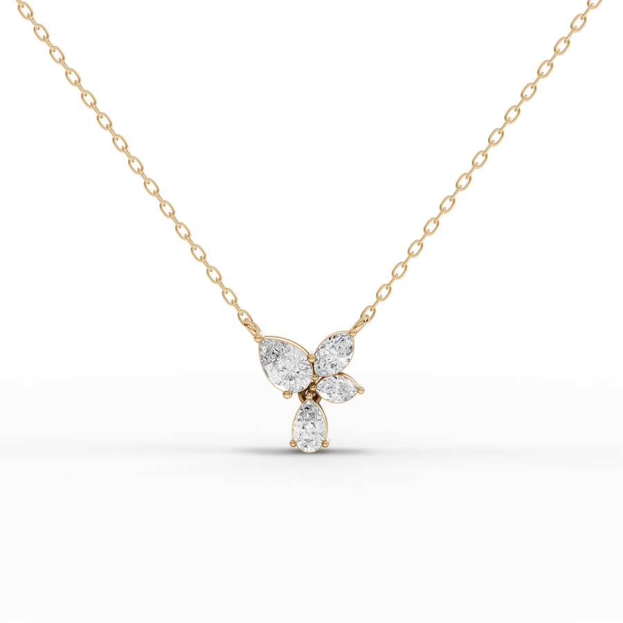 3.33 Ct Pear & Marquise Floral Diamond Set