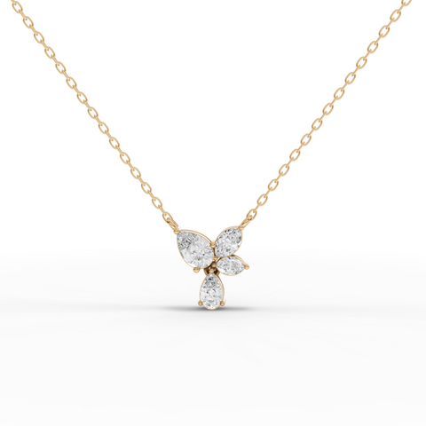 Lab Grown Diamond Butterfly Floral Jewelry Set with Drop Earrings Pendant and Ring