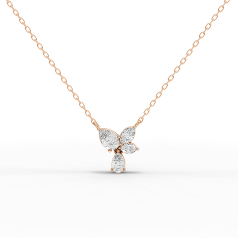 Lab Grown Diamond Butterfly Floral Jewelry Set with Drop Earrings Pendant and Ring