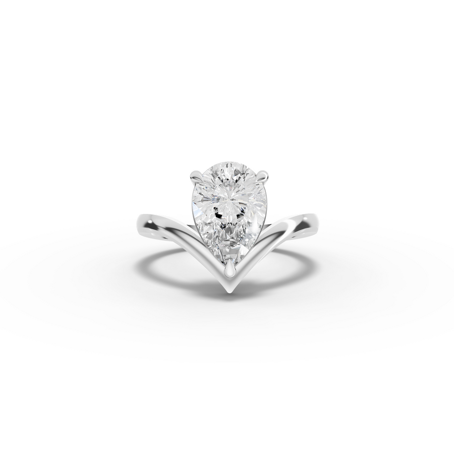 2 Ct Pear Lab Grown Diamond V-Chevron Engagement Ring