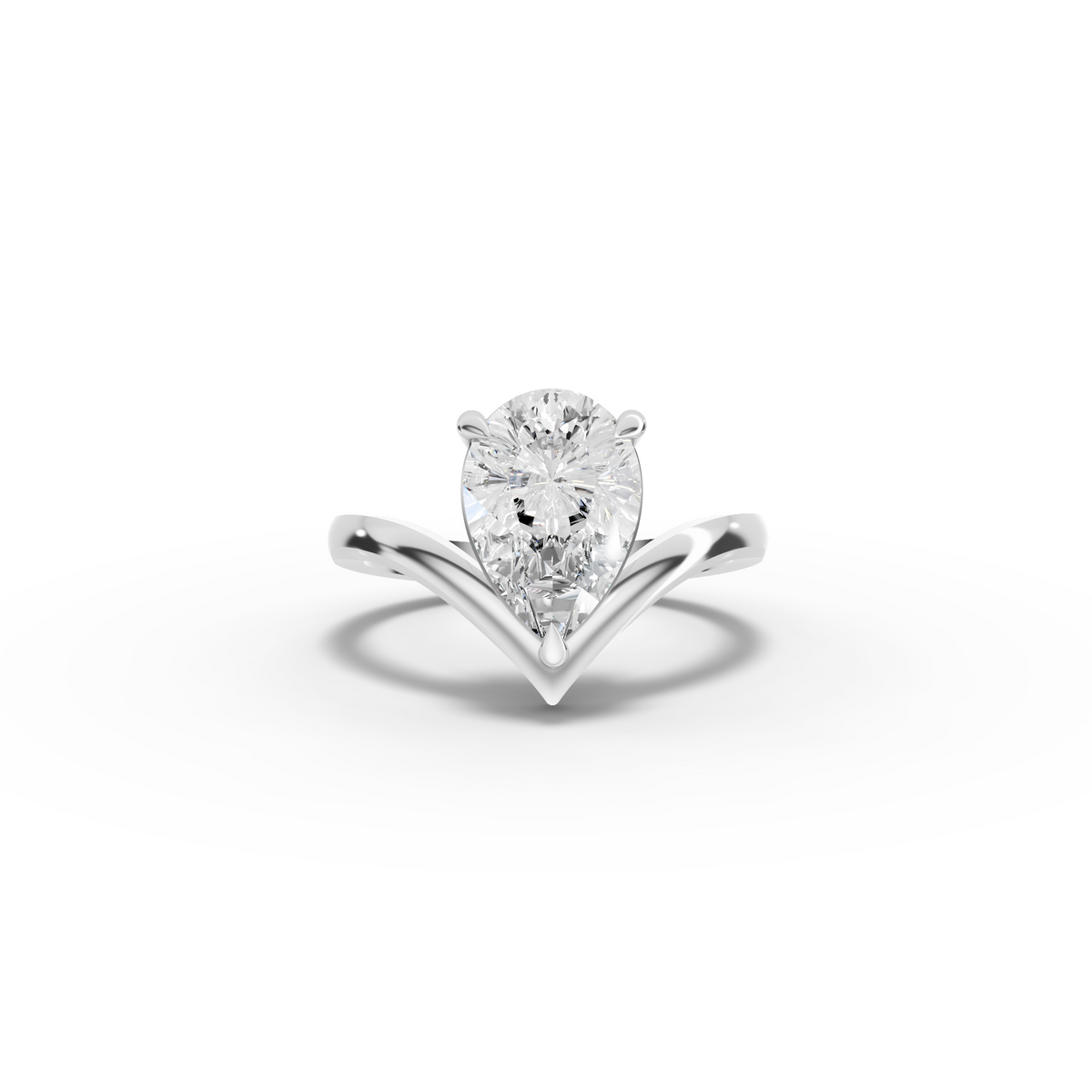 2 Ct Pear Lab Grown Diamond V-Chevron Engagement Ring