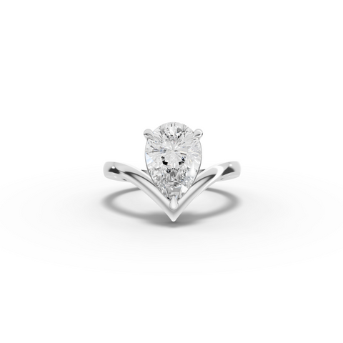 2 Ct Pear Lab Grown Diamond V-Chevron Engagement Ring