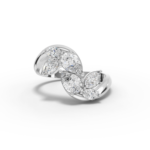 Lab Grown Diamond Butterfly Floral Jewelry Set with Drop Earrings Pendant and Ring