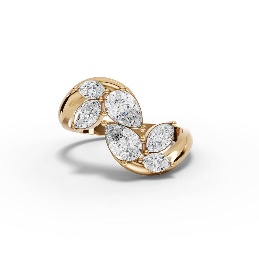 1.13 Ct Pear & Marquise Cluster Diamond Ring